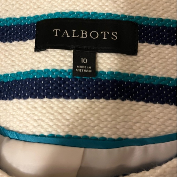 Talbots Stripe Tweed Fringe Jacket Career Blazer Nautical, size 10 - Picture 8 of 9